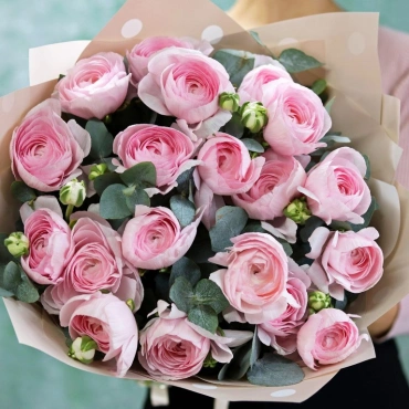 Розовые ранункулюсы букет