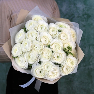 Белые ранункулюсы букет 25 шт.