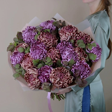 Букет из шаровидной хризантемы Фиолетовый Марс