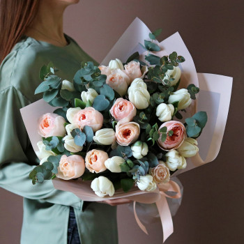 Тюльпаны с пионовидными розами