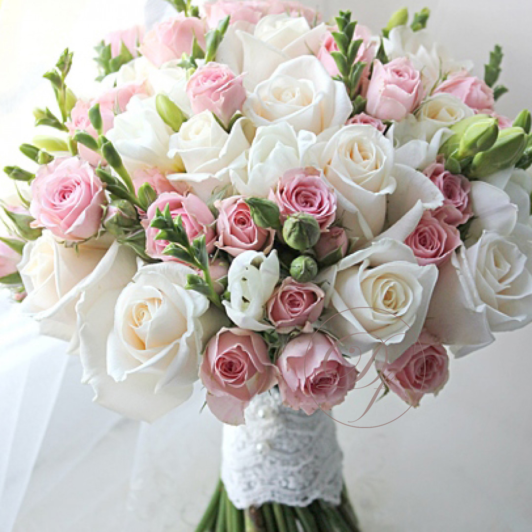 Букет невесты из фрезии и розовых роз | Букет невесты купить | Свадебный  букет купить | Интернет магазин цветов dakotaflora.com
