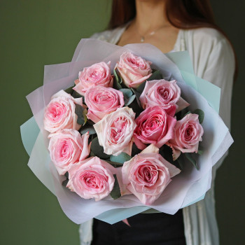 Букет из розовых пионовидных роз Пинк Охара